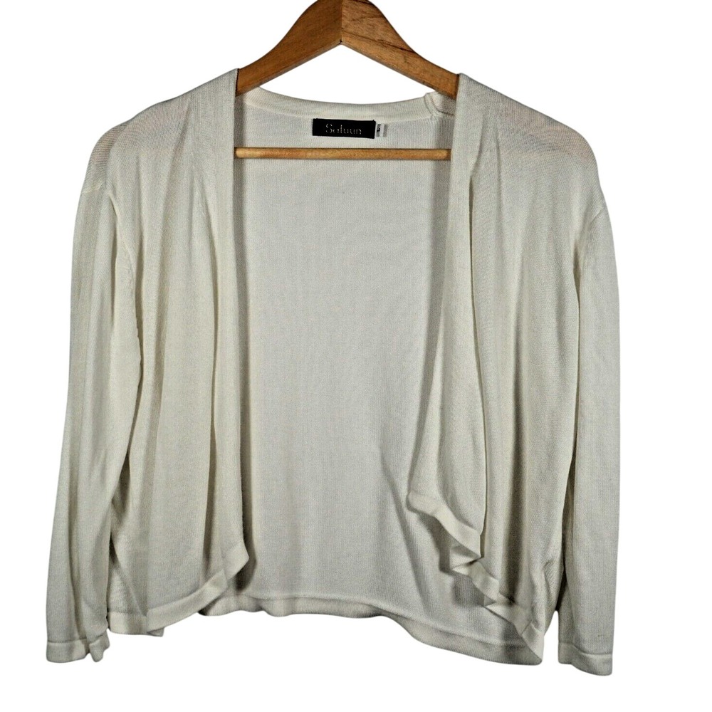 Satuun Cardigan‎ Women L White Open Front Draped Viscose Lightweight Shrug